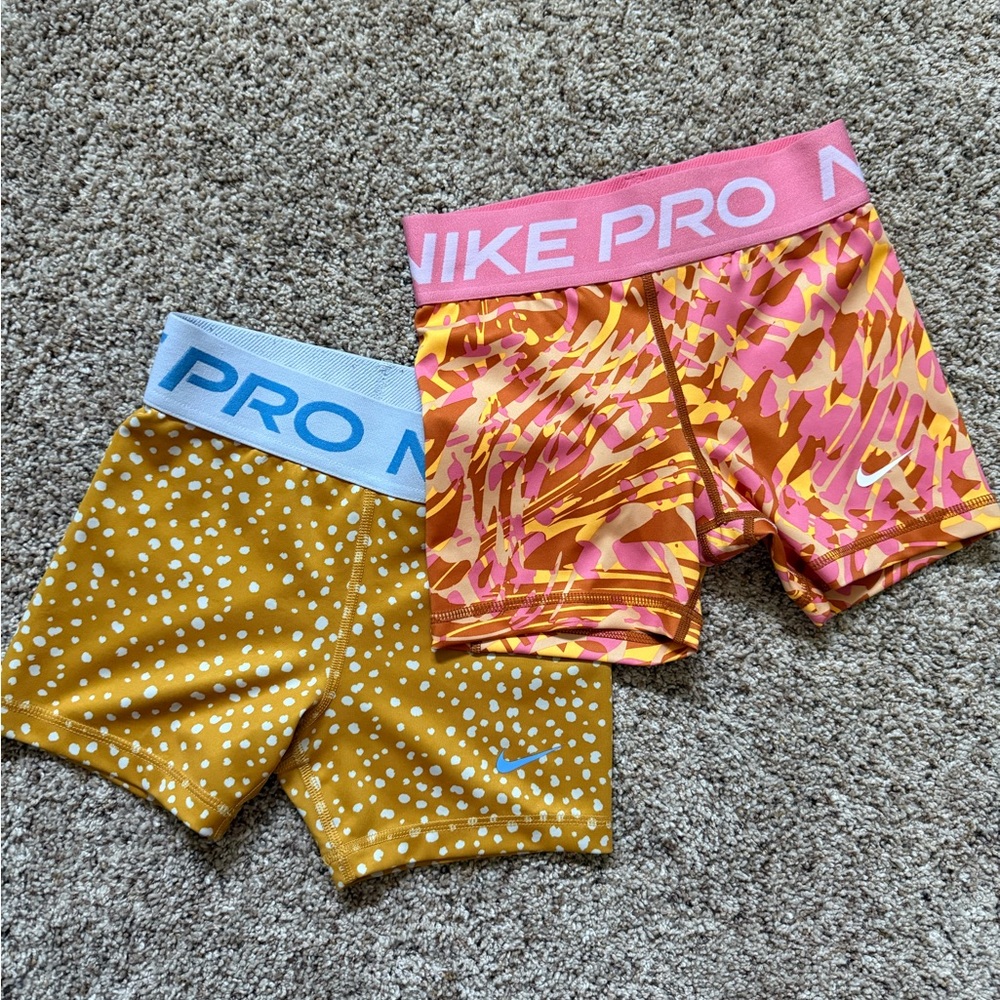 Nike Kids' Shorts Set - Pink and Gold Patterns